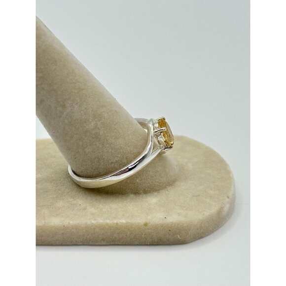 Yellow Citrine Sterling Silver Ring Size 10 Oval Gemstone - Picture 3 of 5